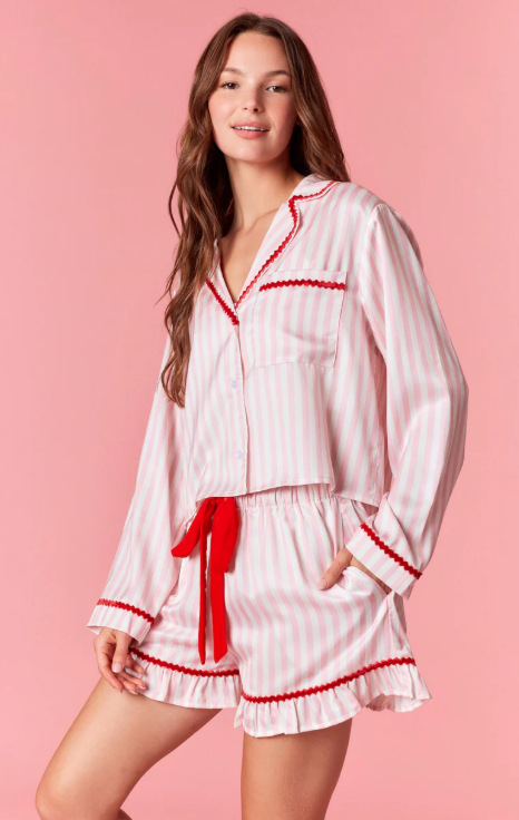 Private Label Striped Christmas Pajama Set, Girls&