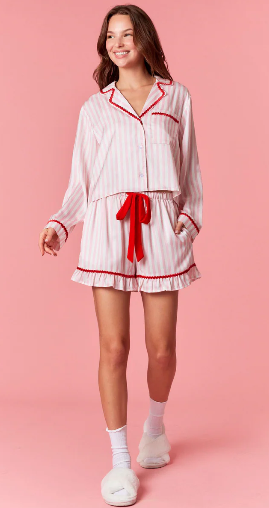 Private Label Striped Christmas Pajama Set, Girls&