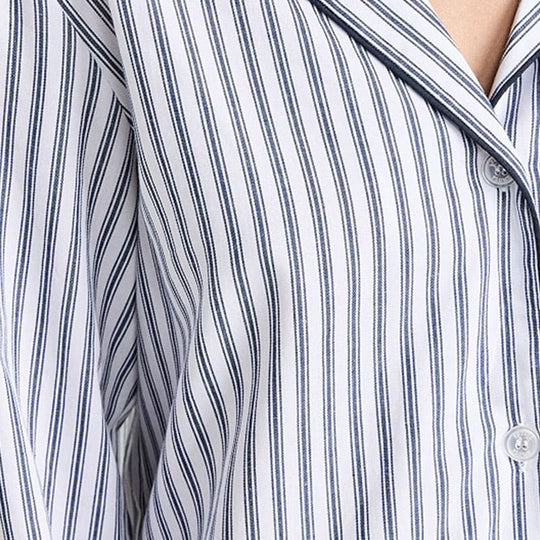 Private Label Relaxed Navy French Ticking Nightshirt 