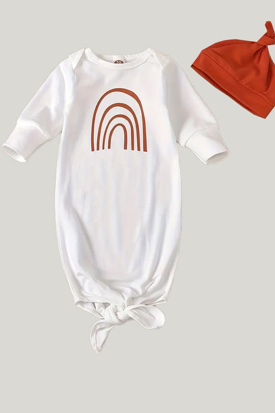 Comfortable Breathable Knotted Gown Pure Cotton Newborn Sleeping Bag With Bean Hat
