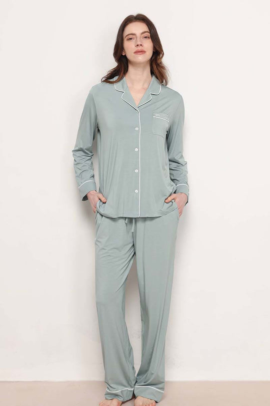 Custom Piped Pj Sets,Bulk Lyocell Nighty Supplier