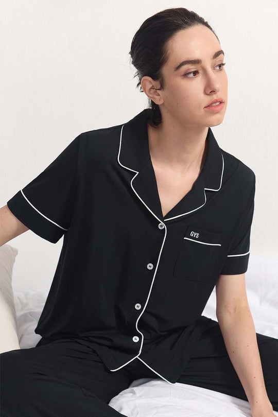 Relaxed Piped Pj Sets For Women In Bulk,Custom Lyocell Nighty Supplier