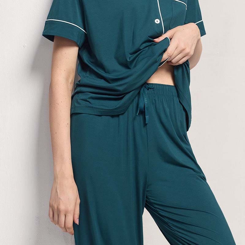 Private Label Soft Short-Sleeve Pajama Set Lyocell Nighty Supplier