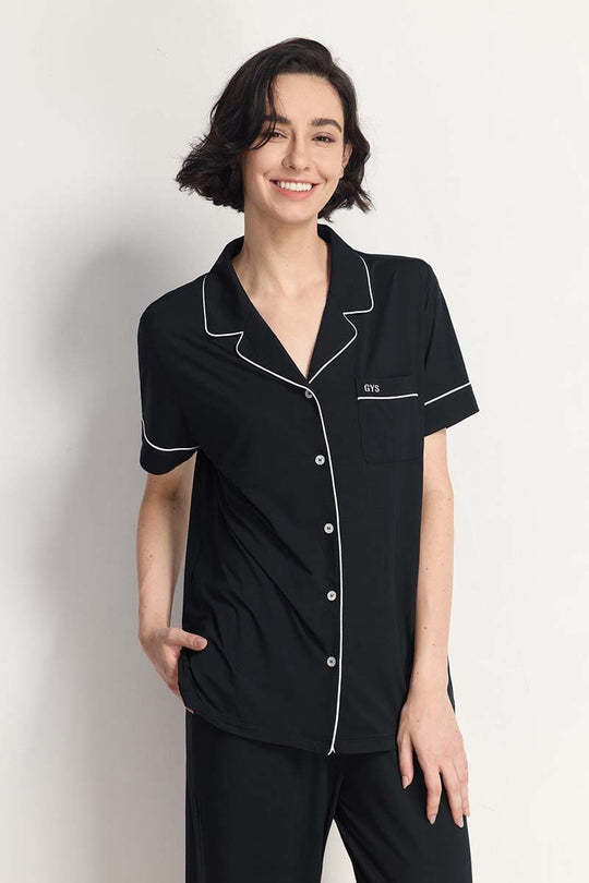 Relaxed Piped Pj Sets For Women In Bulk,Custom Lyocell Nighty Supplier