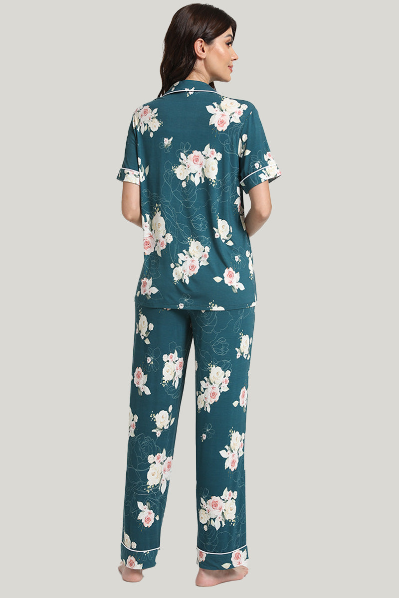 Resort Style Women’s Knit Cord Pajamas Set-2315500052