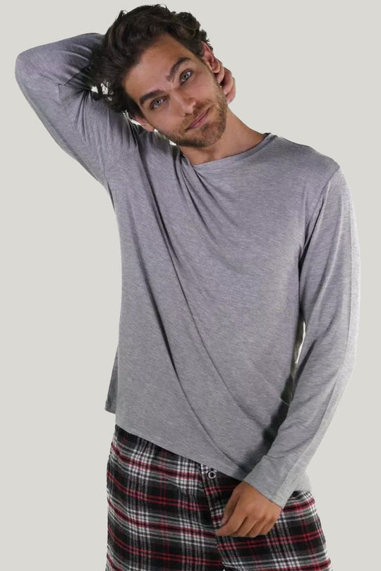 Grey Round Neck Short Sleeved Bamboo Fiber Tops