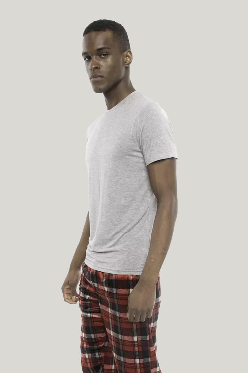 Grey Round Neck Short Sleeved Bamboo Fiber Tops