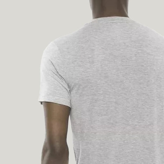 Grey Round Neck Short Sleeved Bamboo Fiber Tops