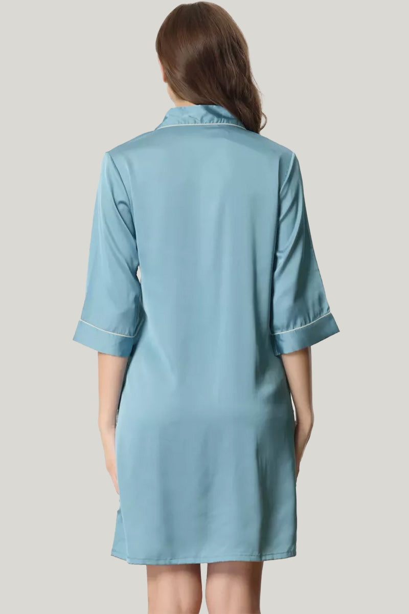 Soft Antibacterial Silk Smooth Satin Silk Couple Pajamas Set