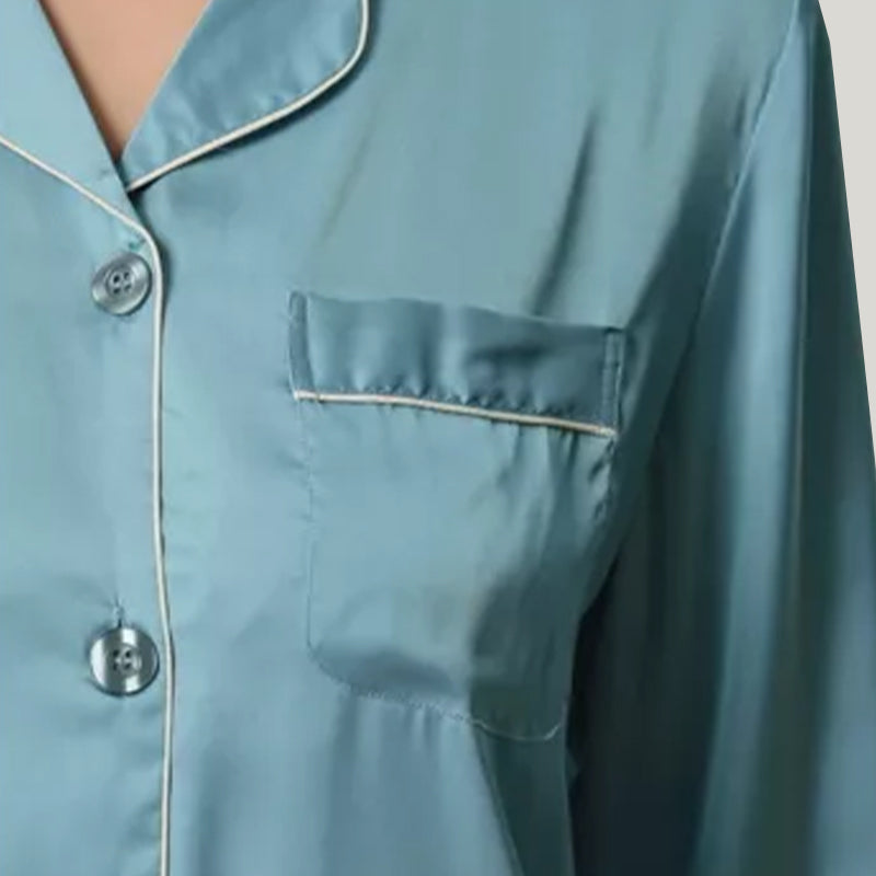 Soft Antibacterial Silk Smooth Satin Silk Couple Pajamas Set
