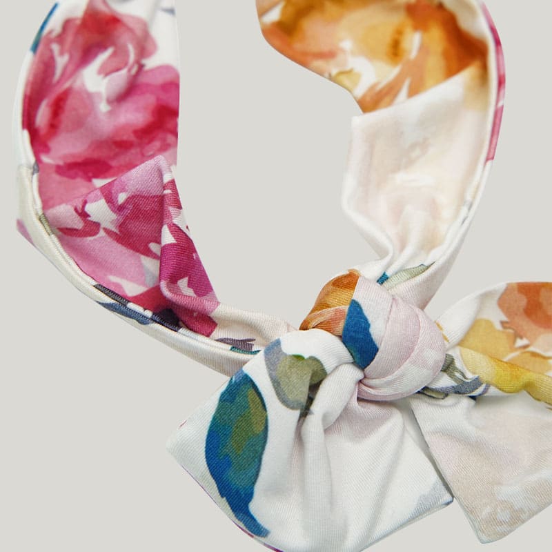 Soft Breathable Bamboo Viscose Newborn Blanket Swaddle With Headband Floral Print-2316340039