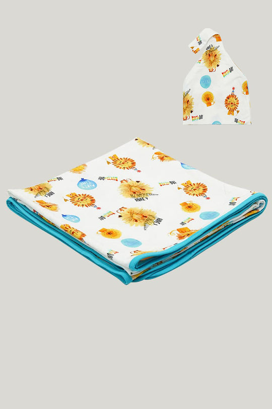 Soft Breathable Bamboo Viscose Newborn Blanket Swaddle Lion Print-2315580176