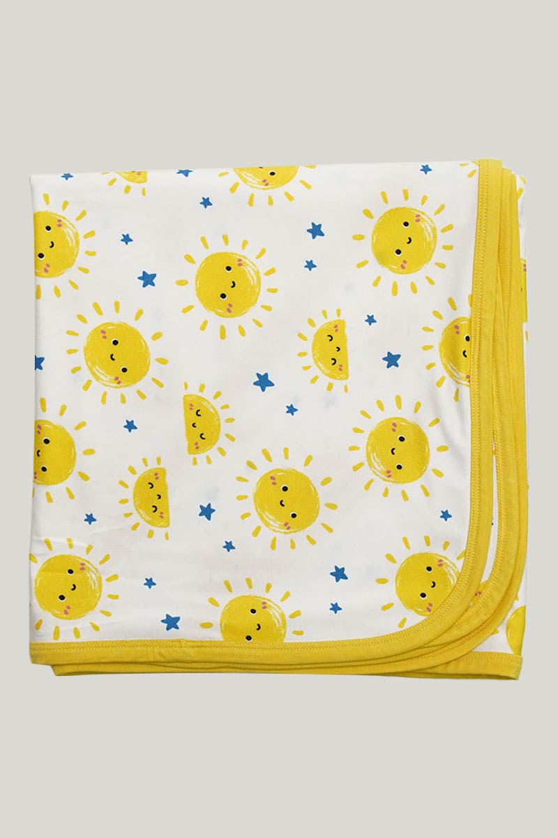 Soft Breathable Bamboo Viscose Newborn Blanket Swaddle Three-Piece Set Smiling Sun Pattern-2416340033