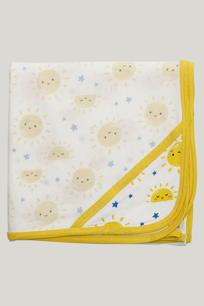 Soft Breathable Bamboo Viscose Newborn Blanket Swaddle Three-Piece Set Smiling Sun Pattern-2416340033