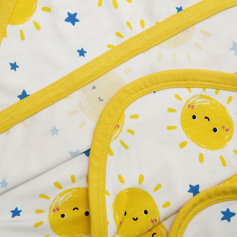 Soft Breathable Bamboo Viscose Newborn Blanket Swaddle Three-Piece Set Smiling Sun Pattern-2416340033