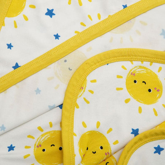 Soft Breathable Bamboo Viscose Newborn Blanket Swaddle Three-Piece Set Smiling Sun Pattern-2416340033