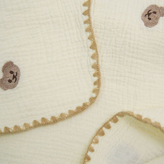 Soft Skin-Friendly Infant Bordered Blanket Swaddle 2-Layer Cotton Gauze Blanket-2416780011