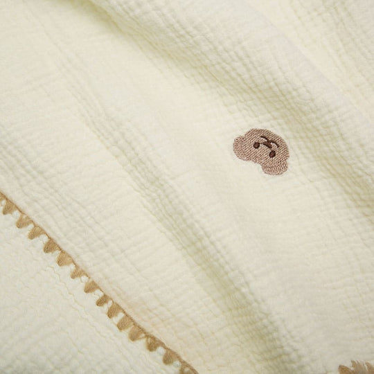 Soft Skin-Friendly Infant Bordered Blanket Swaddle 2-Layer Cotton Gauze Blanket-2416780011