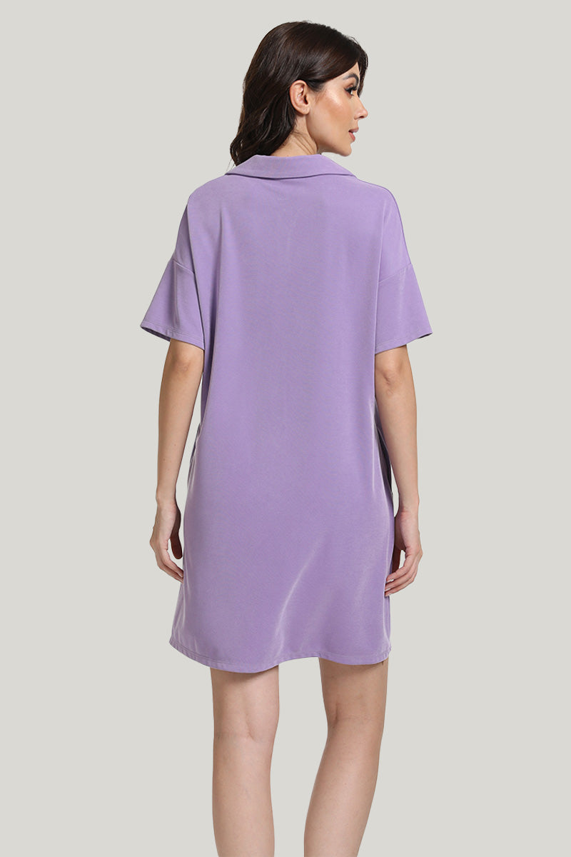 Comfortable Breathable V Women’s Knit Short-sleeve Nightgown-2311740069