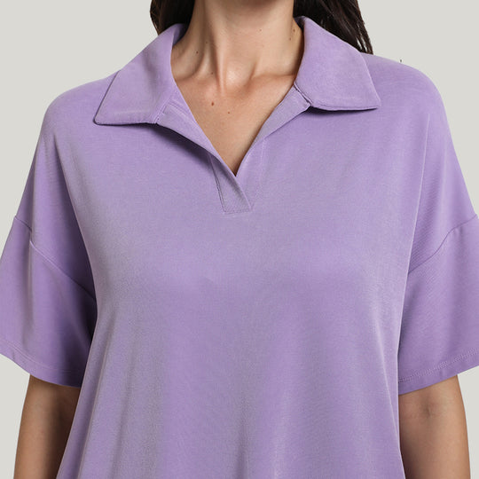 Comfortable Breathable V Women’s Knit Short-sleeve Nightgown-2311740069