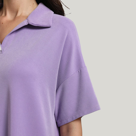 Comfortable Breathable V Women’s Knit Short-sleeve Nightgown-2311740069