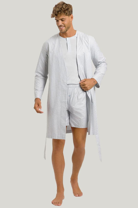 White Cotton Robes With Stripes And Letters