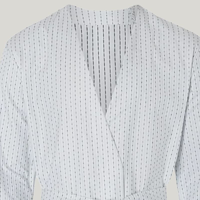 White Cotton Robes With Stripes And Letters