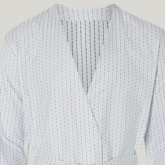 White Cotton Robes With Stripes And Letters