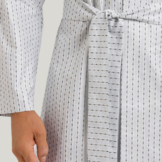 White Cotton Robes With Stripes And Letters