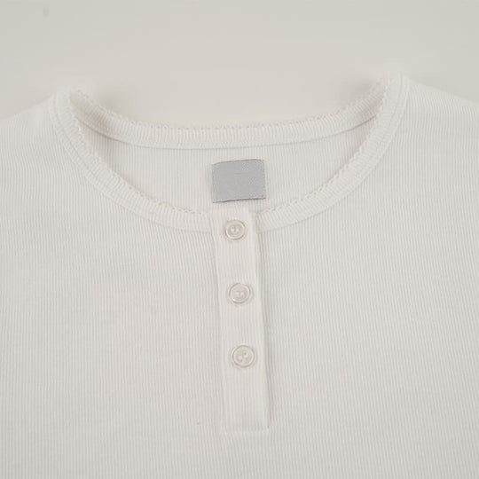 White Rib-Knit Button-Front 2-Piece Pajama Set Factory-2516830103