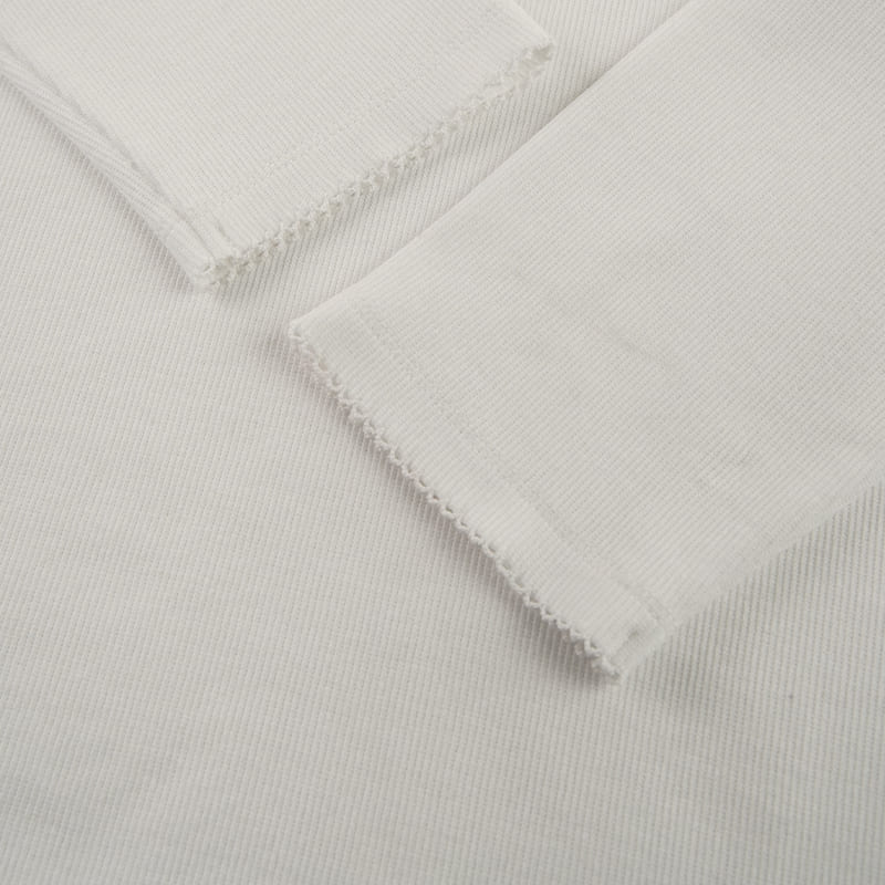 White Rib-Knit Button-Front 2-Piece Pajama Set Factory-2516830103