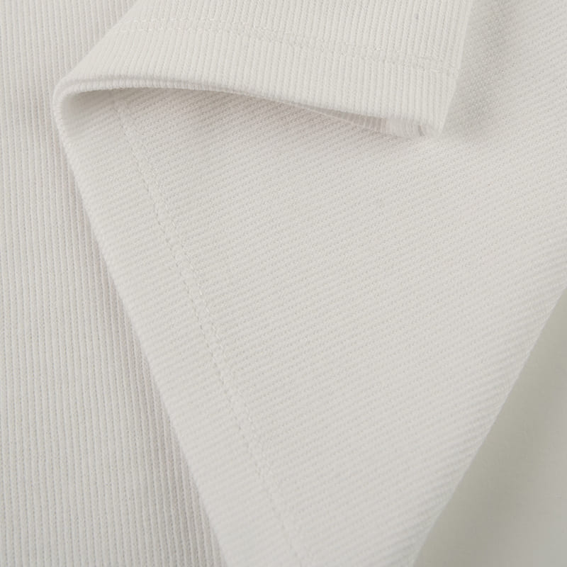 White Rib-Knit Button-Front 2-Piece Pajama Set Factory-2516830103