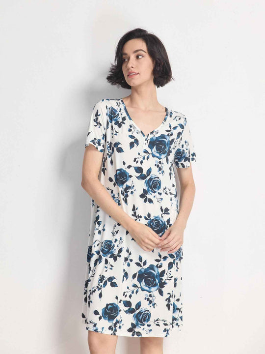 Wholesale Bamboo Lace-Trimmed V-Neck Lounge Dress Manufacturers
