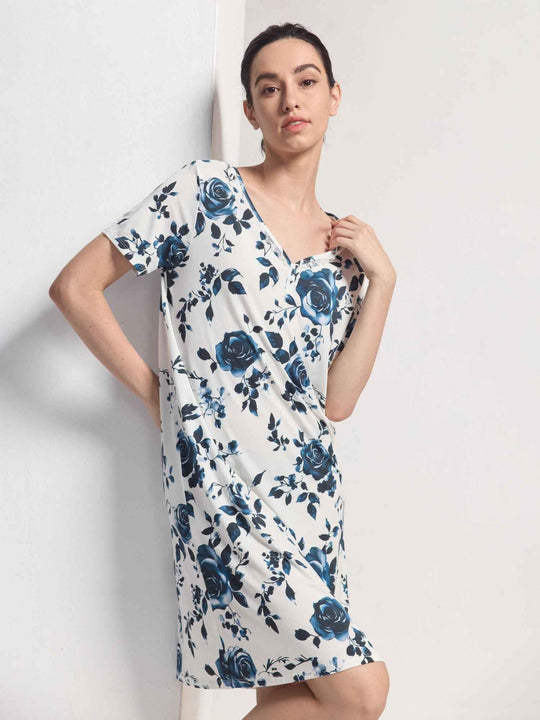Wholesale Bamboo Lace-Trimmed V-Neck Lounge Dress Manufacturers