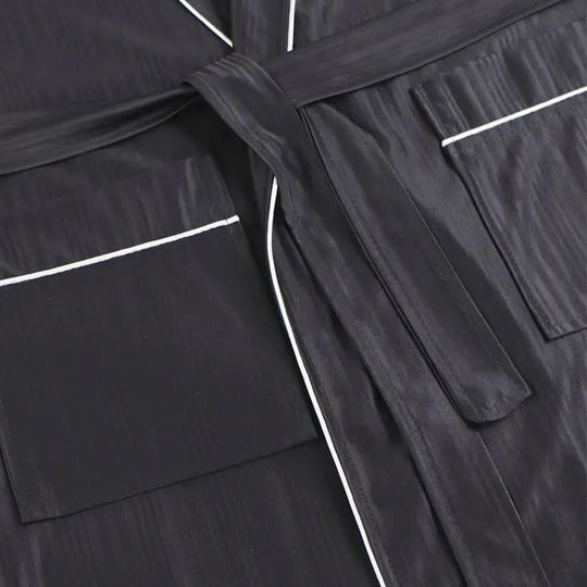 Comfortable And Breathable Men'S Welt Robe, Classic Sleepwear With Tie Waist