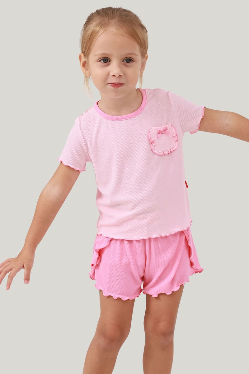 Wholesale Toddler 'S Bamboo Ribbed Pajamas Outfit
