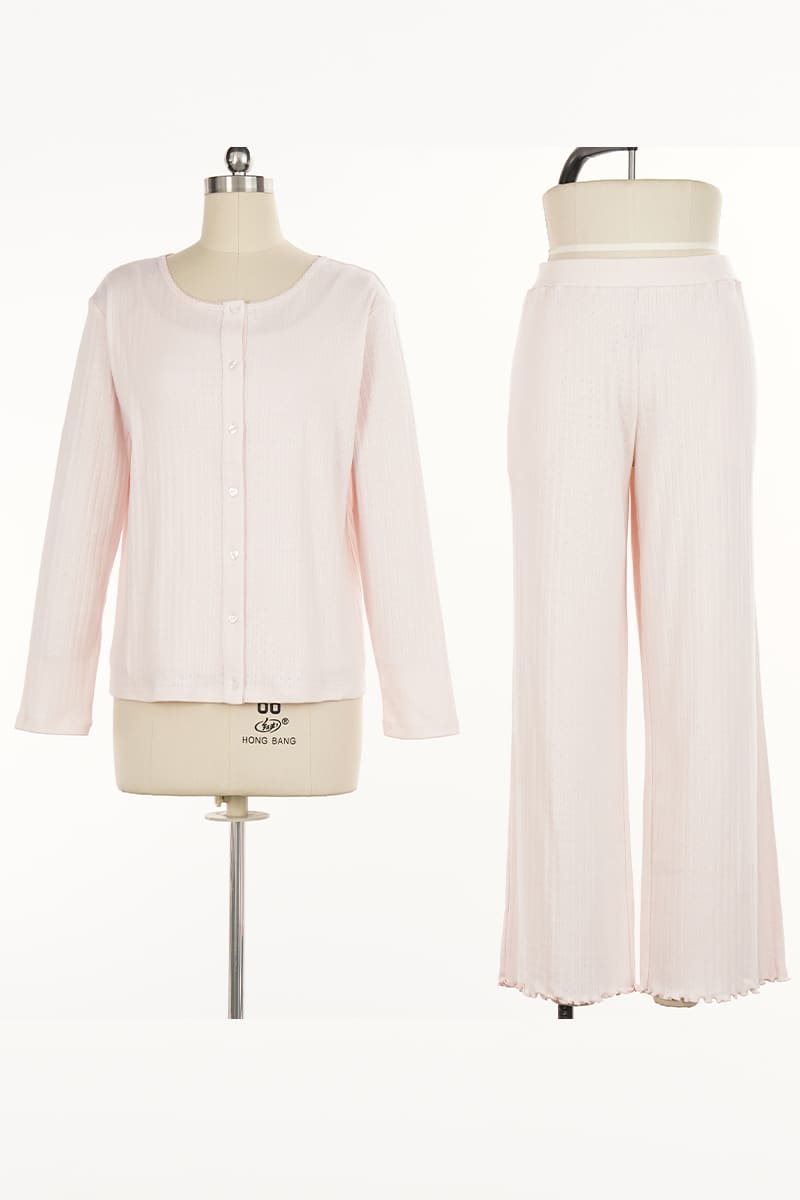 Women’S 3-Piece Jacquard Cotton Long-Sleeve & Pant Set Factory