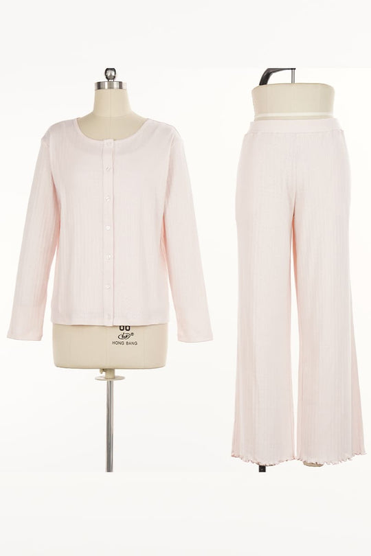 Women’S 3-Piece Jacquard Cotton Long-Sleeve & Pant Set Factory