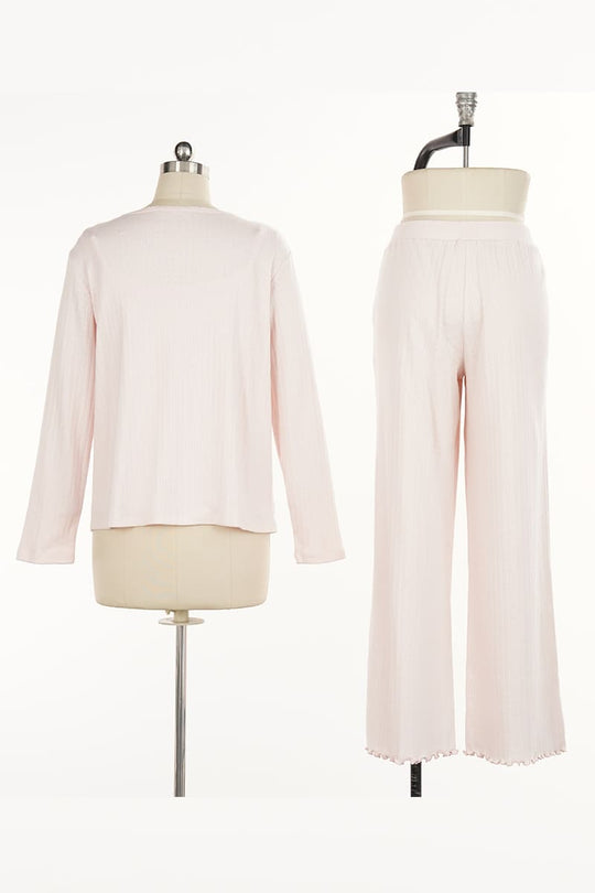 Women’S 3-Piece Jacquard Cotton Long-Sleeve & Pant Set Factory-2517190062