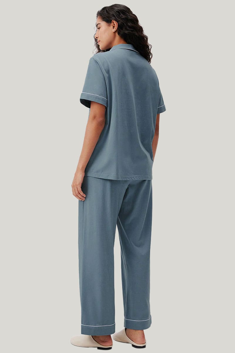 Women'S Short Sleeved Bamboo Cotton Blended Pjs Set Manufacturer