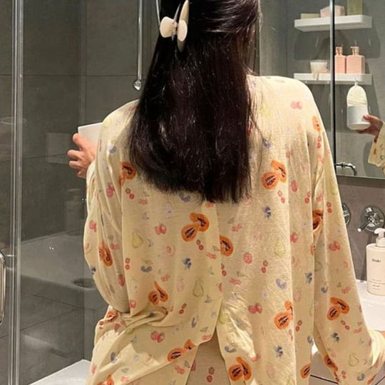 Private Label Tencel Women'S Pajamas Set, Women'S Fruit Print Pajamas Wholesale Manufacturers