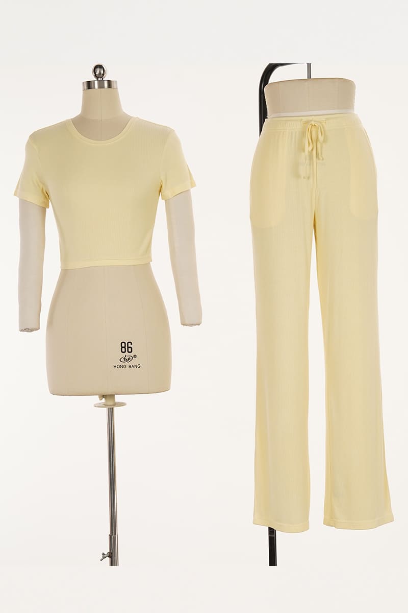 Women'S Knitted Short-Sleeved Long-Pants Pajama Set With 97% Bamboo Factory