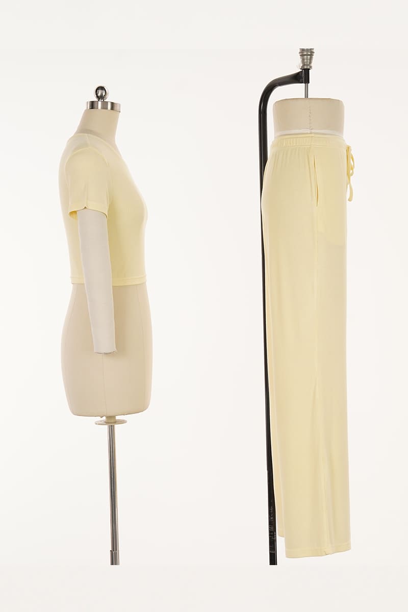 Women'S Knitted Short-Sleeved Long-Pants Pajama Set With 97% Bamboo Factory-2513670193