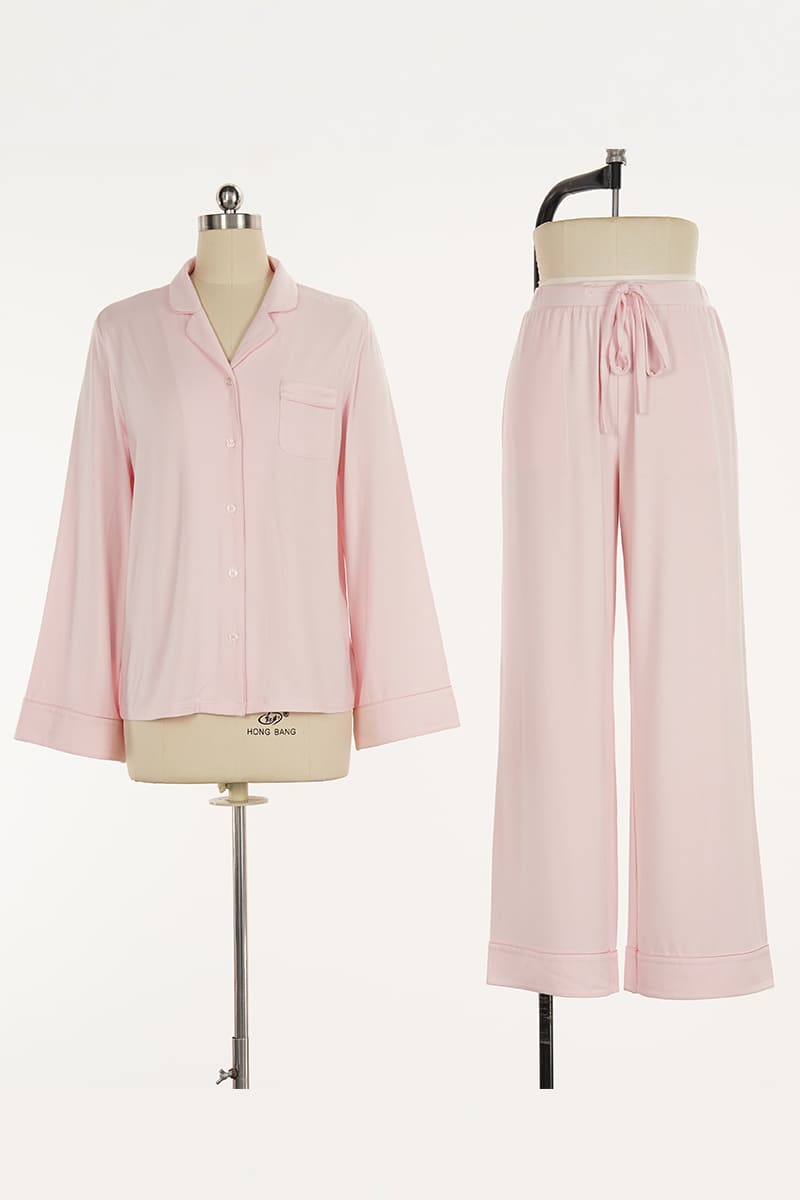 Women'S Knitted Short-Sleeved Long-Pants Pullover Set Made Of Lenzing Modal Factory