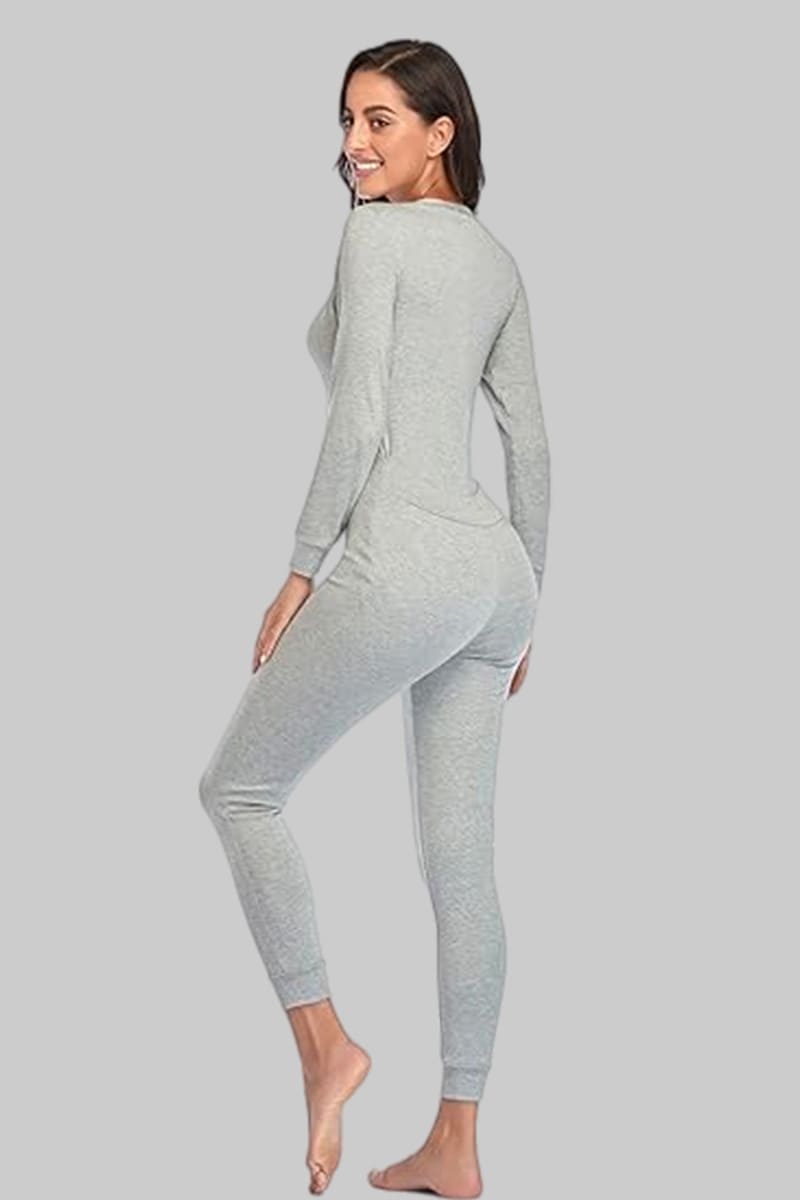 Bamboo Button-Up Jumpsuit, Women'S Long Sleeve Long Pants Onesies