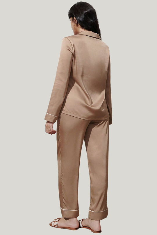 Women'S Satin Piped Pajamas Set Custom And Wholesale, Pajamas Set Manufacturing Supplier