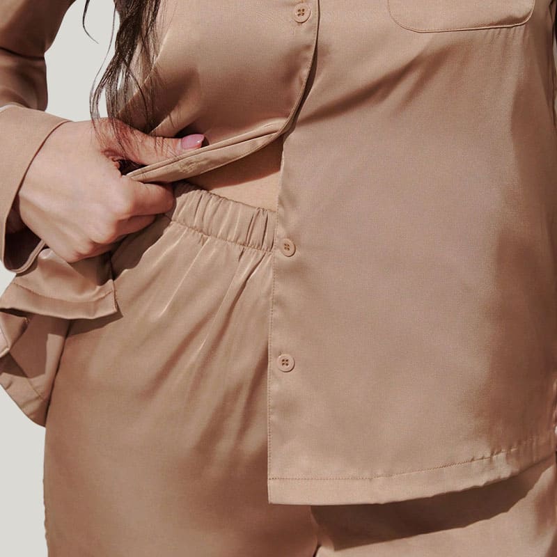 Women'S Satin Piped Pajamas Set Custom And Wholesale, Pajamas Set Manufacturing Supplier