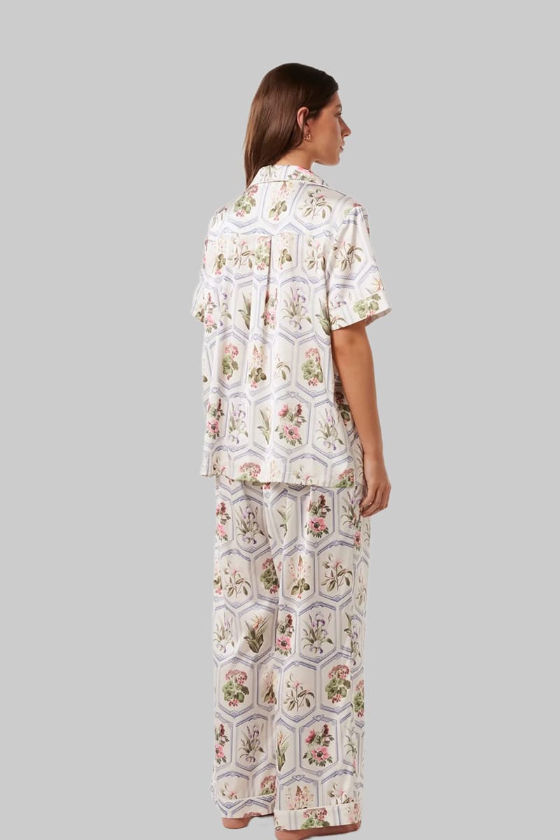 Women'S Short Sleeve Long Pants Piped Pj Sets Factory