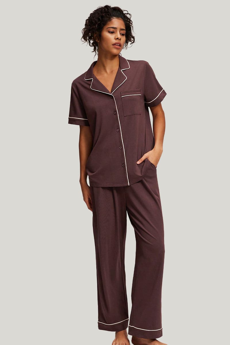 Women'S Softest and Coziest Piping Pajamas Custom and Bulk, Luxury Bamboo Piped Pajamas Wholesale Manufacturer