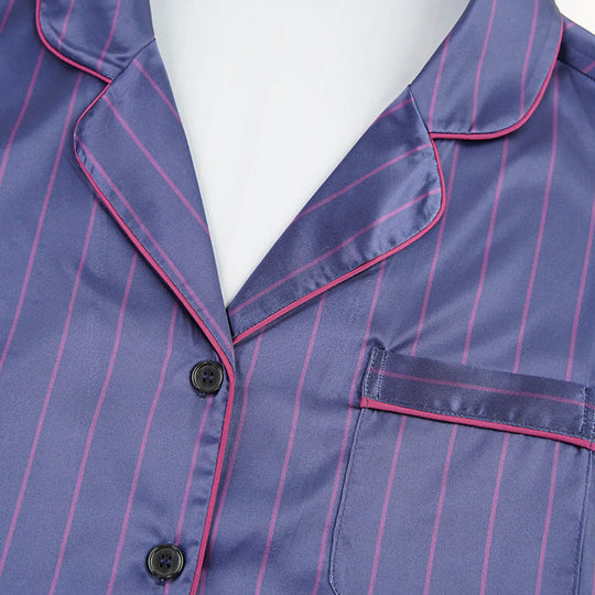 Women'S Woven Long-Sleeved Long-Pants Satin Pajama Set Factory-2413665004